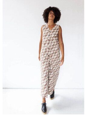 Seek Collective Posta Romper Pants Jumpsuit Women’s Sz L Cocoa Dahlia Pockets